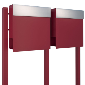 Manhattan for Two Mailbox System, Red with Stainless Steel Flap