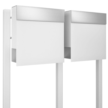 Manhattan for Two Mailbox System, White with Stainless Steel Door