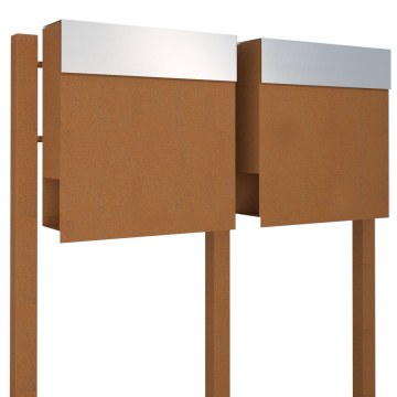 Manhattan for Two Mailbox System Rust with Stainless Steel Door
