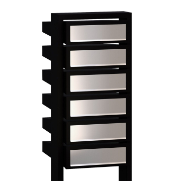 Stairs for Six Mailbox Unit, Black with Stainless Steel Flap