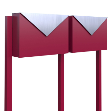 Letterbox System "Letter for Two" Red with Stainless Steel Flap