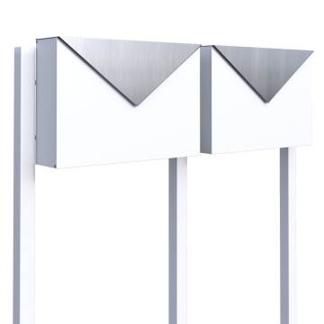 Letter for Two Mailbox, White with Stainless Steel Flap