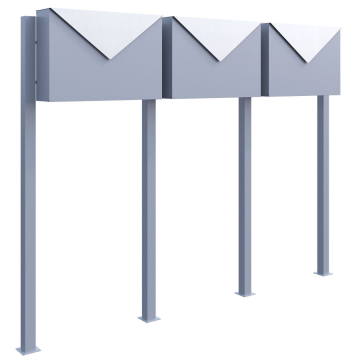 Letterbox system "Letter for Three", gray metallic, with stainless steel flap