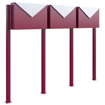 Letterbox System "Letter for Three" Red with Stainless Steel Flap