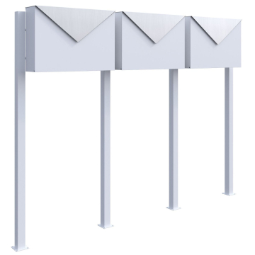 Letterbox system "Letter for Three," white, with stainless steel flap.