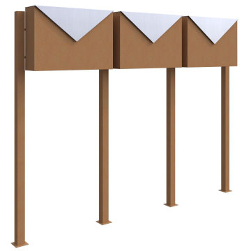Letterbox System "Letter for Three" Rust with Stainless Steel Flap