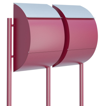 Jumbo Two-Unit Mailbox System, Red with Stainless Steel Doors