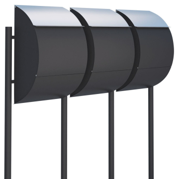 Jumbo for Three Mailbox Unit, Black with Stainless Steel Door