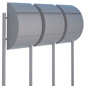 Jumbo Mailbox System for Three, Metallic Gray