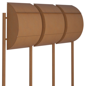 Jumbo Mailbox System for Three, Rust Finish