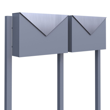 Letterbox System "Letter for Two," Metallic Gray with Stainless Steel Flap