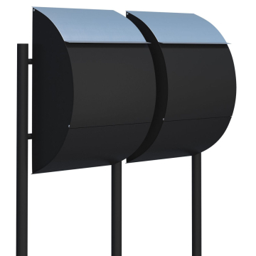 Jumbo for Two Mailbox System, Black with Stainless Steel Flap