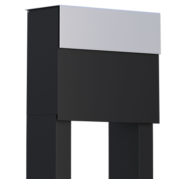 Molto Black Freestanding Mailbox with Stainless Steel Door