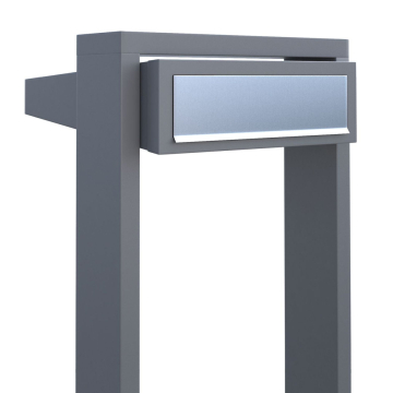 Mailbox Post Stairs Gray Metallic with Stainless Steel Flap
