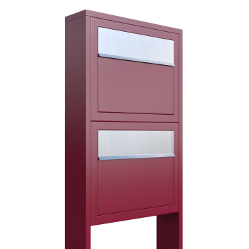 Elegance for Two Mailbox System, Red with Stainless Steel Flap