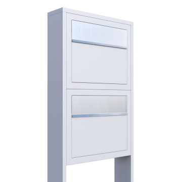 Elegance for Two Mailbox System White with Stainless Steel Flap
