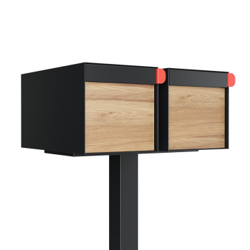 Big Americano for Two Black Mailbox with Woodgrain Front