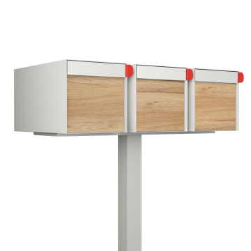 Big Americano for Three Mailbox in White with Wood Grain Front