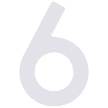 Self-adhesive house number "6" - 3 inch in white.