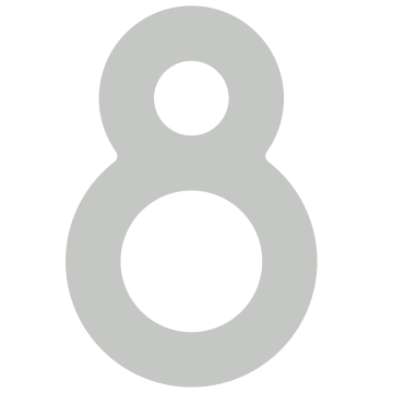 Self-Adhesive House Number "8" - 3 Inches, Light Gray