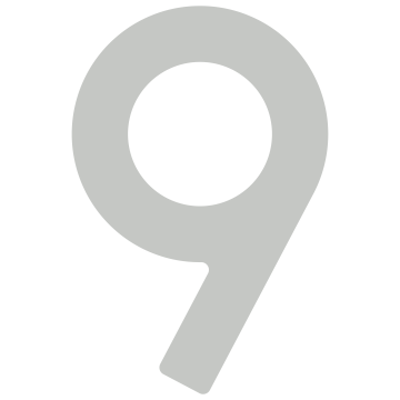 Self-Adhesive House Number "9" - 3 Inches in Light Gray