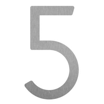 Modern House Number "5" - 6 inch Stainless Steel