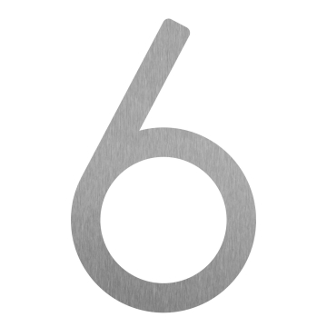 Modern House Number "6" - 6 Inch Stainless Steel