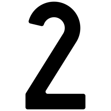Self-adhesive house number "2" - 1.5 inches in black