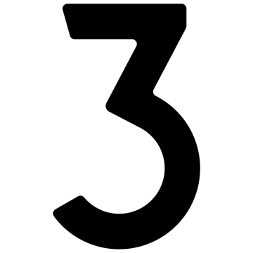 Self-adhesive house number "3" - 1.5 inches in black.