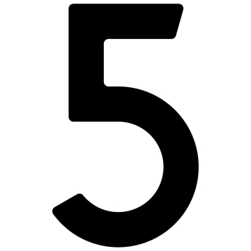 Self-adhesive house number "5" - 1.5 inch in black