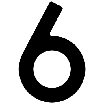 Self-adhesive house number "6" - 1 1/2 inch in black