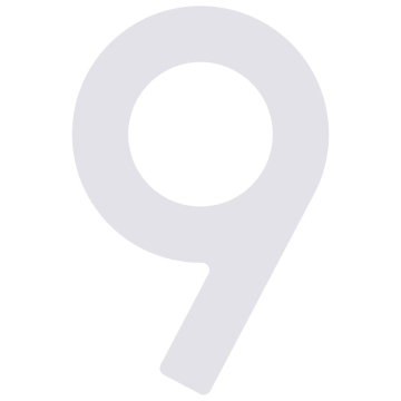 Self-adhesive house number "9" - 1.5 inch in white