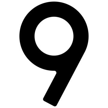 Self-adhesive house number "9" - 1.5 inches in black