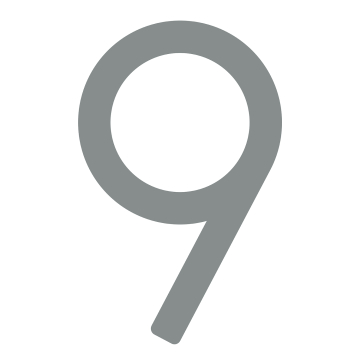 Self-Adhesive House Number "9" - 6 Inches in Light Gray