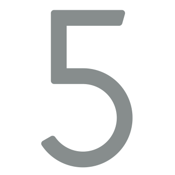 Self-adhesive house number "5" - 9.6 inches in Light Gray