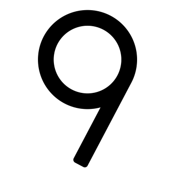 Self-adhesive house number "9" - 245 mm in black