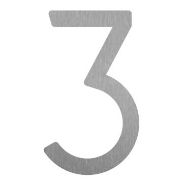 Self-adhesive house number "3" - 6 inches in stainless steel