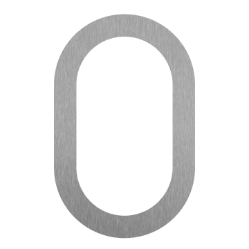 Modern house number "0" - 8 inch stainless steel
