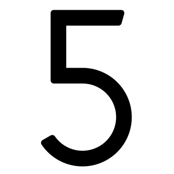Modern House Number "5" - 9.6 inch in Black