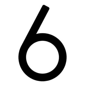 Modern House Number "6" - 8 Inch - Black