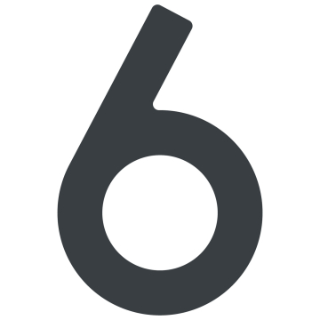 Self-adhesive house number "6" - 1.5 inch in anthracite gray