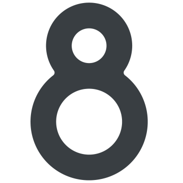 Self-adhesive house number "8" - 1 1/2 inch in charcoal gray