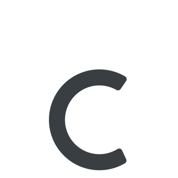 Modern letter "c" - 6 inch in Anthracite.