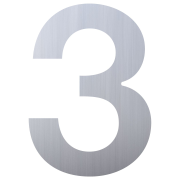 Stainless steel house number "3"