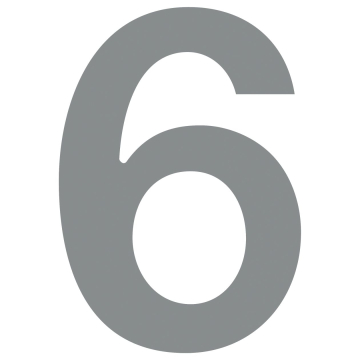 House Number "6" Gray Metallic