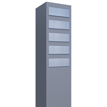 Monolith Mailbox for Five, Gray with Stainless Steel Flap