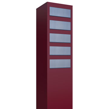Monolith Mailbox System for Five, Red with Stainless Steel Flap