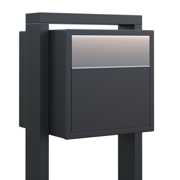 Soprano Anthracite Freestanding Mailbox with Stainless Steel Door