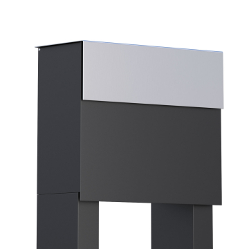 Molto Anthracite Freestanding Mailbox with Stainless Steel Flap