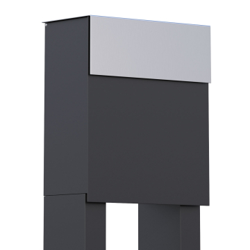 Alto Anthracite Freestanding Mailbox with Stainless Steel Door